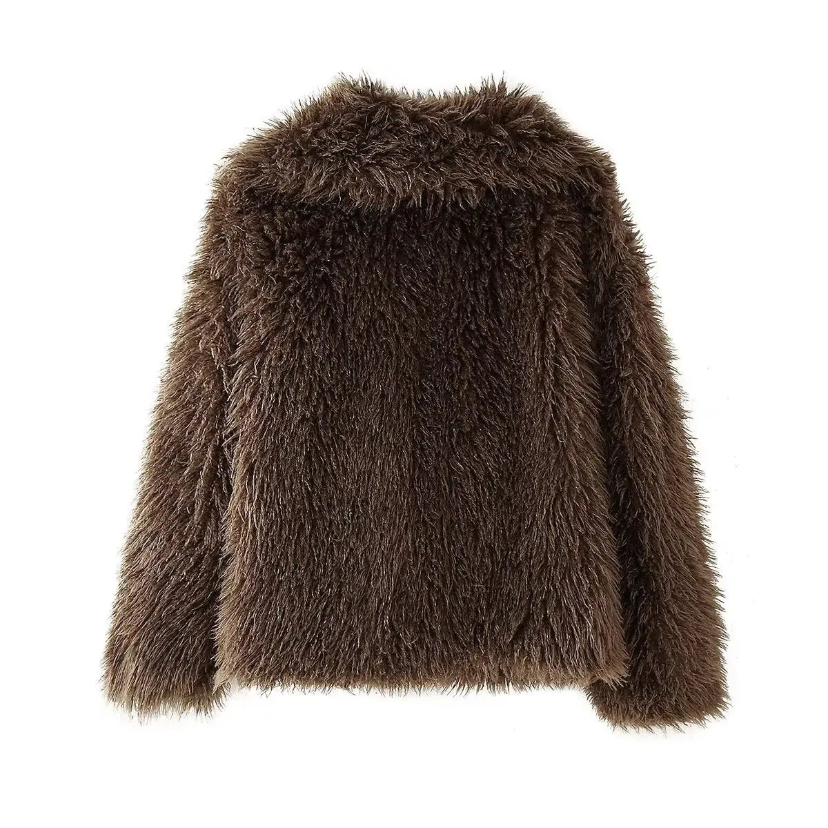 Vintage Fashion Winter Women's Faux Fur Coat Brown Curly Hair Female Mink Fur Coat Slouchy-style Artificial Fur Jacket For Lady