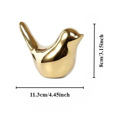 Modern Simple Luxury Golden Ceramic Bird Figurines Home Decoration Accessories Golden Bird Figures Decorative Wedding Ornaments