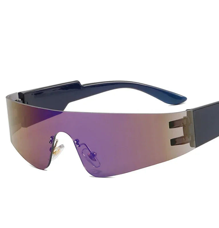 Steampunk Sunglasses for Men Women Y2K Sense of Tech None Frame Sun Glasses Men One Pieces Fashion Punk Goggle Eyewear UV400