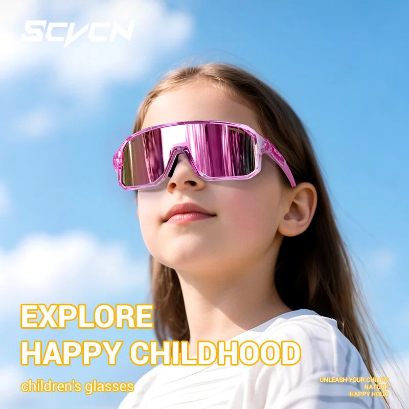 SCVCN Children Cycling Glasses Kids Outdoor Sports Sunglasses UV400 MTB Bike Eyewear Girls Boys Camping Fishing Golf Accessories