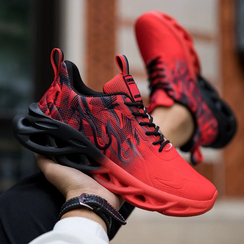 Men Running Shoes Mesh Breathable Flat Cushioning Soft Comfortable Sneakers Outdoor Gym Trendy Casual Jogging Shoes for Men