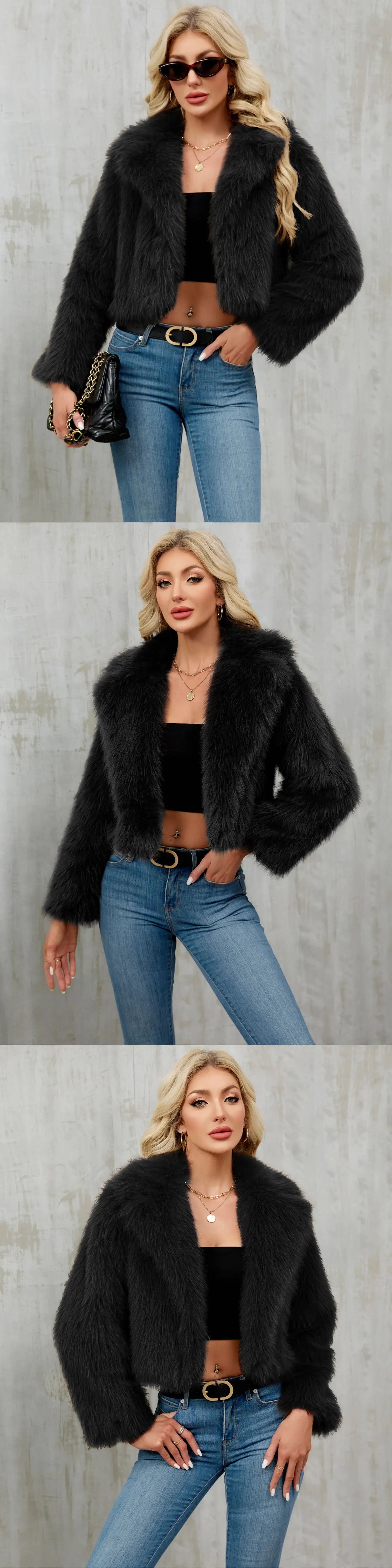 2025 Female Winter Brown Faux Fur Coat For Women Casual Long Sleeve Fluffy Plush Jacket Lady Solid Thick Fake Fur Warm Cardigan
