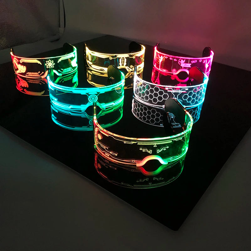 Fashion Luminous Decorative Glasses Neon Light Decoration LED Sunglasses For Nightclub DJ Dance Music Rave Costume Night