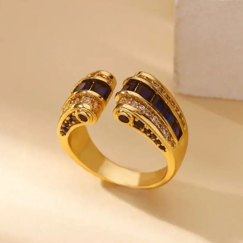 Gothic Stainless Steel Opening Finger Rings for Women Vintage Geometric Adjustable Finger Ring Trendy Punk Jewelry Gifts