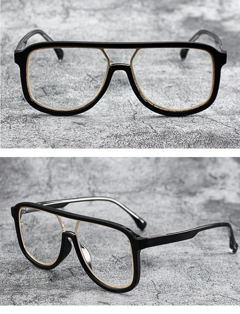 Fashoin Large Frame Anti Blue Light Glasses Frame Men Women Oversized Optical Prescription Eyewear Computer Goggles Eyeglasses