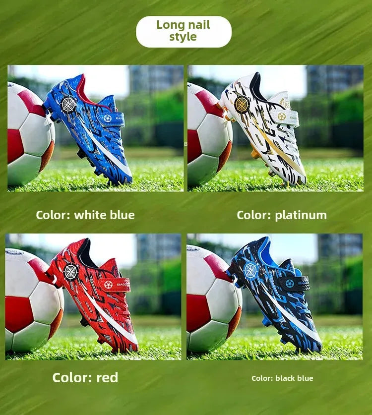 Boys Professional Football Training Shoes Running Sports Shoes Athletic Cleats Primary School Students Long Nails