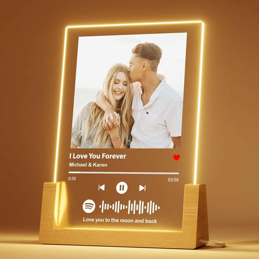Customized Spotify Music Plaque Gifts For Anniversary Day Personalized Acrylic Photo Frame Lamp Custom Romantic Birthday Gifts