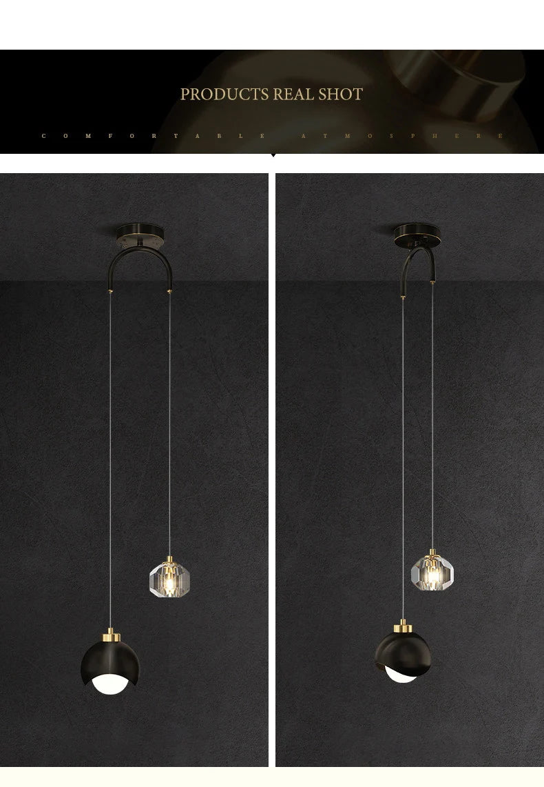 Nordic Luxury Crystal LED Chandelier Double Head Long Line Hanging Lamp For Home Decor Restaurant Bar Bedroom Pendant Lights