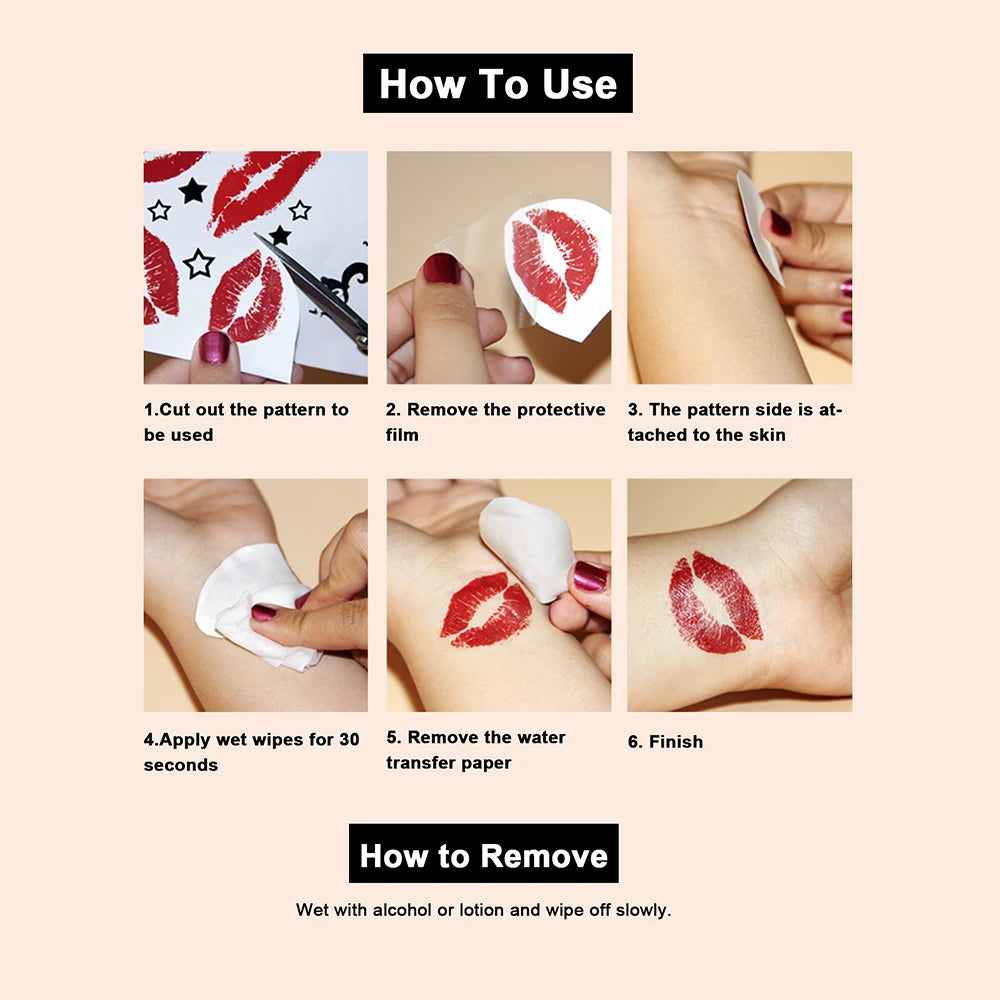 5pcs Blue Luminous Glow Waterproof Temporary Tattoo Sticker Line Star Butterfly Flash Tatto Women Men Arm Body Art Fake Tattoos