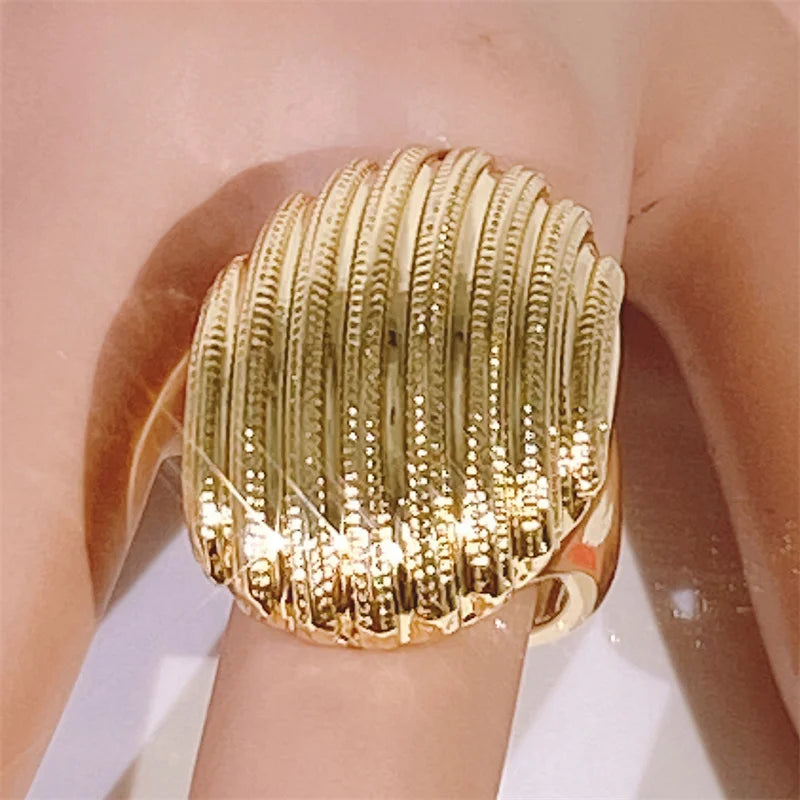 Rings For Girls Free Shipping Women Gold Plated Unique Cutout Shape Design African Bridal Wedding Ring Set Yll