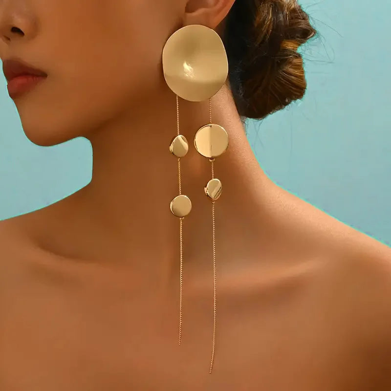 Post Stud Long Big Round Fringe Earring Women Girls Gifts Fashion Jewelry Accessories Hot Sale Party Gift 2025 New Style