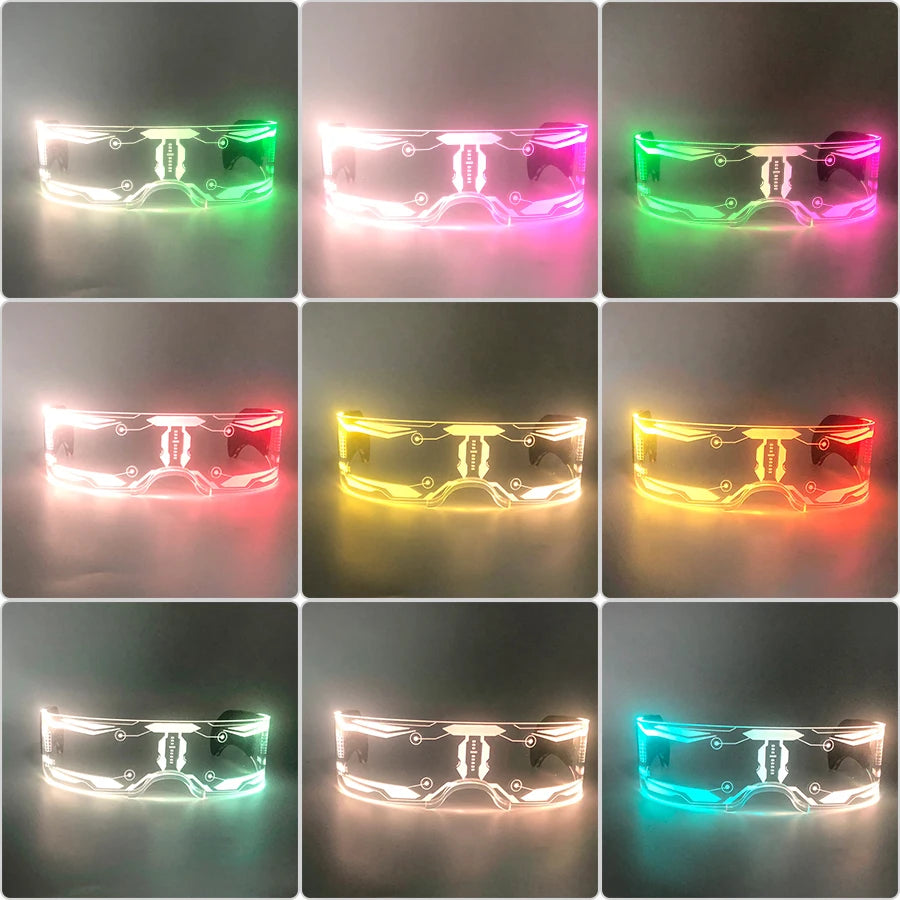 Fashion Luminous Decorative Glasses Neon Light Decoration LED Sunglasses For Nightclub DJ Dance Music Rave Costume Night