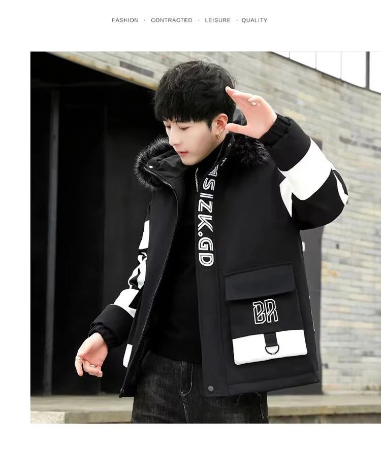 Winter cotton jacket men's thick warm men's cotton jacket loose winter jacket youth down cotton jacket fashionable cotton jacket