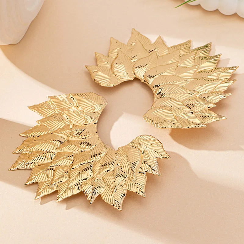 Multilayer Leaf Earrings for Women Simple Fashion Ear Jewelry Accessories Hot Sale Party Gift 2025 New Style