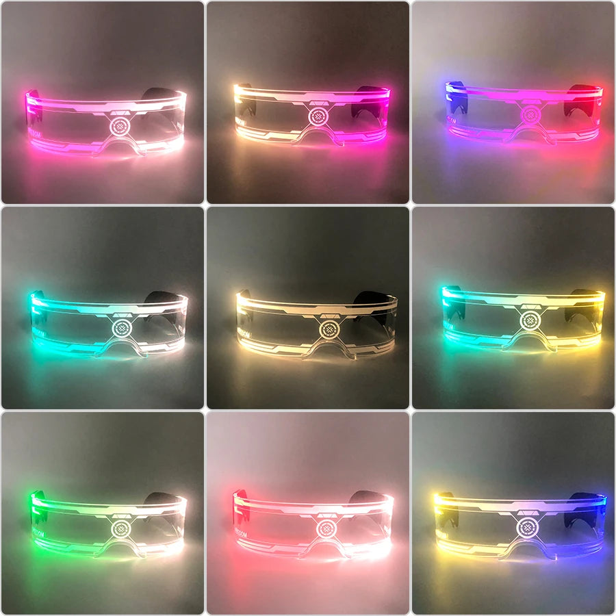 Fashion Luminous Decorative Glasses Neon Light Decoration LED Sunglasses For Nightclub DJ Dance Music Rave Costume Night