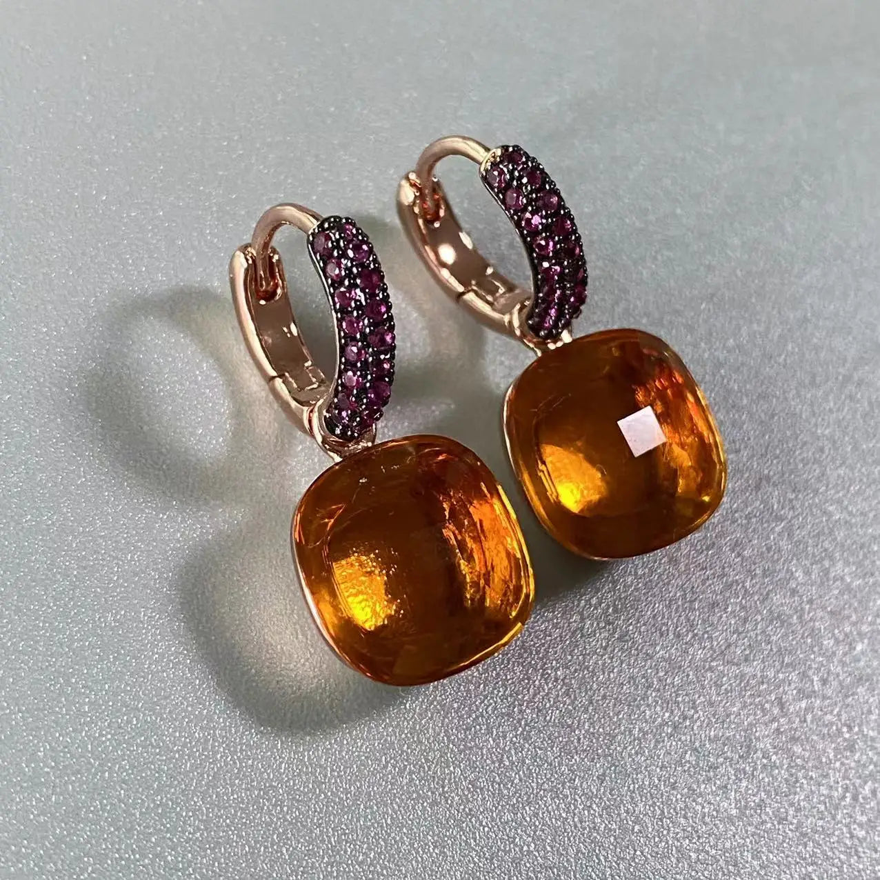 12.6mm Flat Nudo Earrings Inlay Black Zircon Candy Color Crystal Earrings For Women Drop Earrings Fashion Jewelry Gift