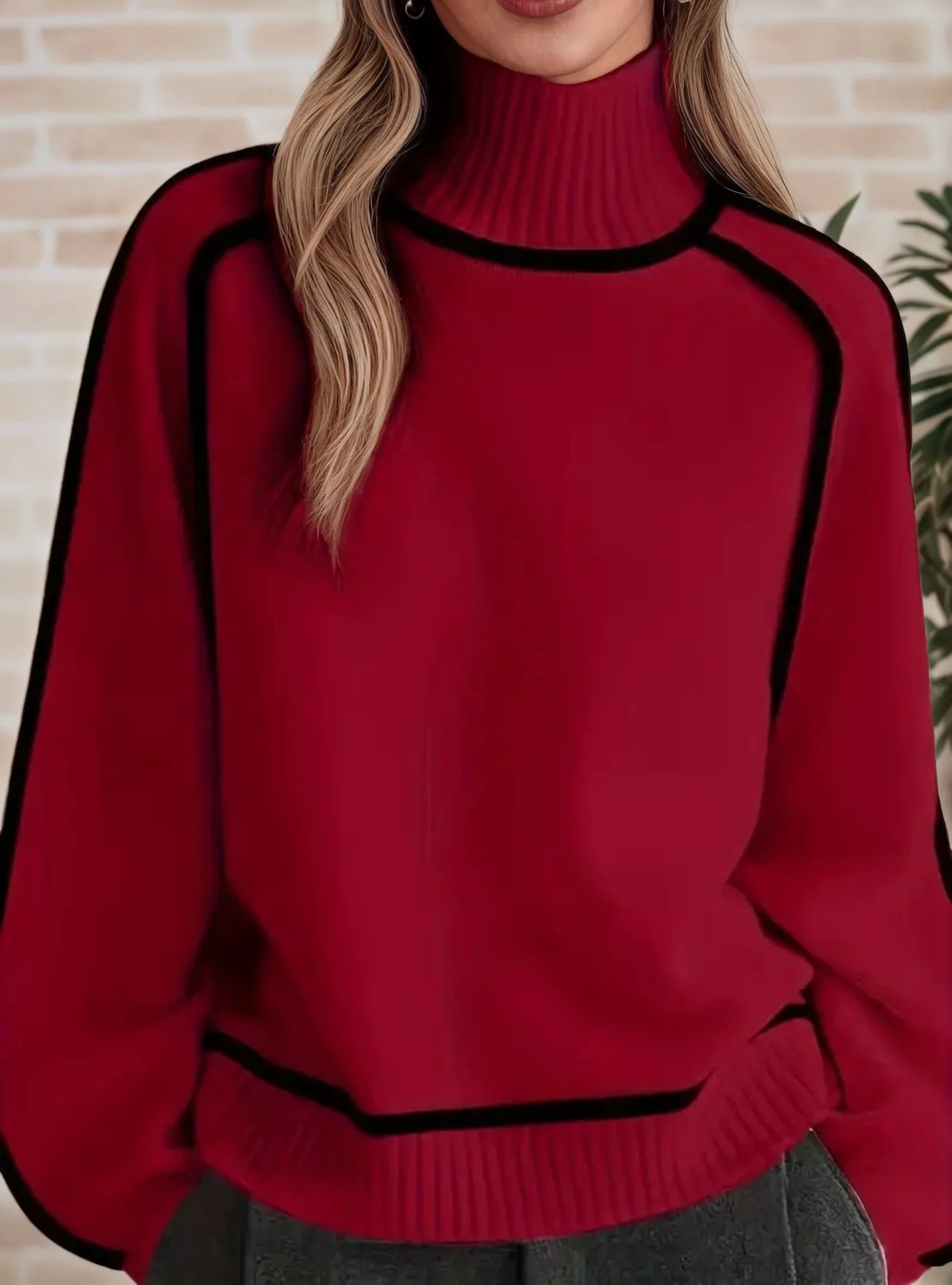 Fashion Basic Autumn Winter Color Matching Emperament Sweater High Neck Office Pullover Solid Soft Long Sleeve Clothing Tops