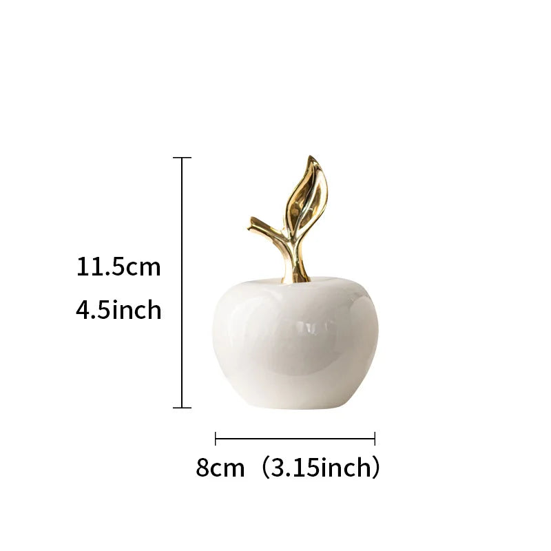 Creative Ceramic Apple Figurines Handicrafts Living Room Art White Apple Sculpture Room Home Decor Accessories Holiday Gifts