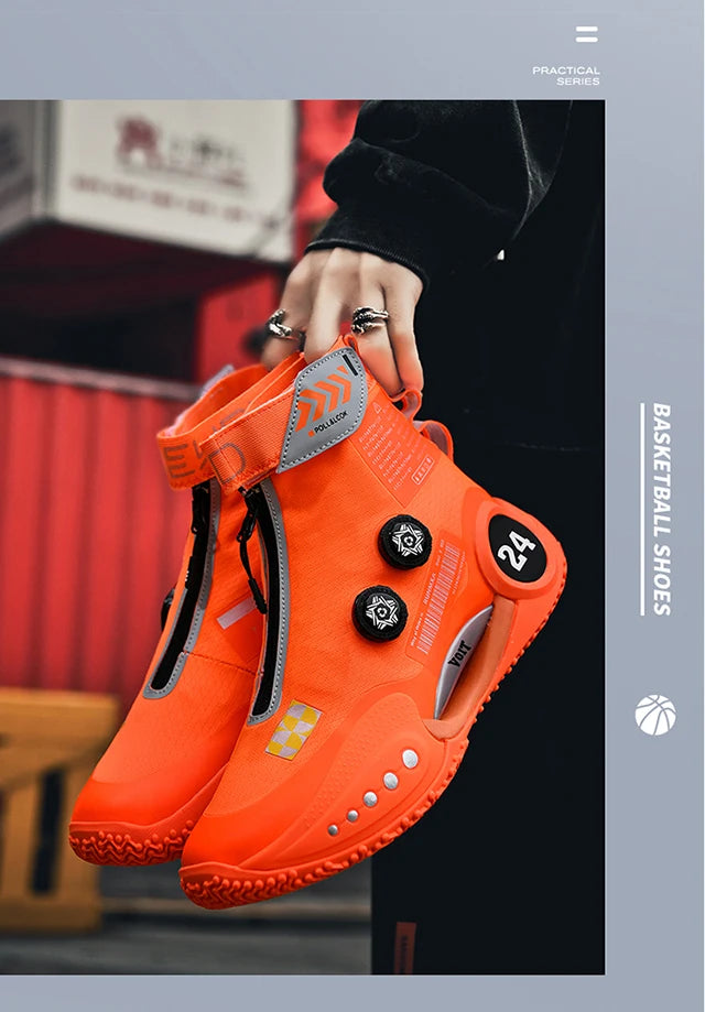 New basketball shoes male high top students wear-resistant outdoor concrete actual combat flying woven breathable combat boots