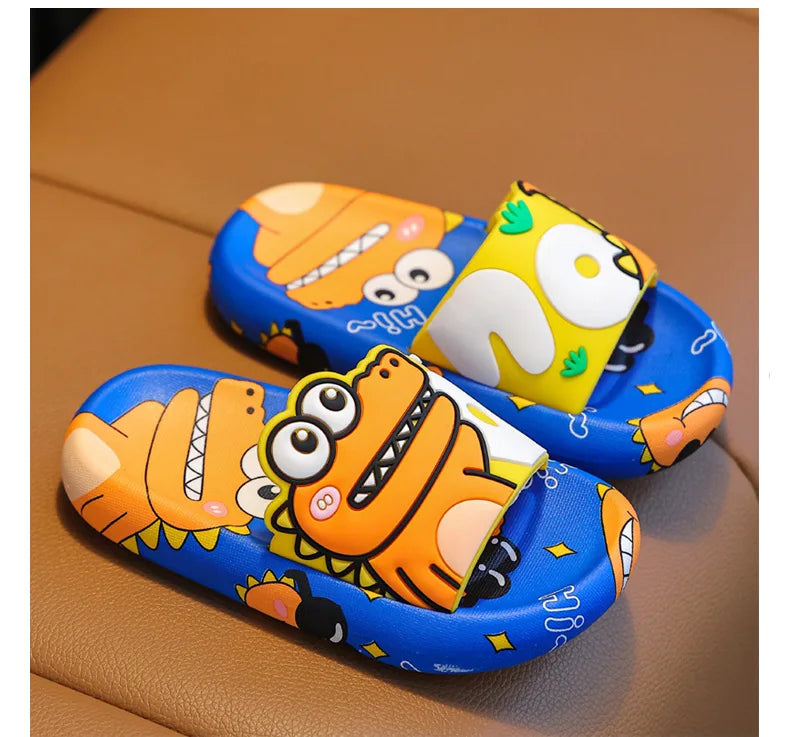 Cartoon Dinosaur Children Slippers Boy Girls Casual Shoes Flat Beach Water Shoes Indoor Soft Kids Cute Flip Flops for Boy Girl