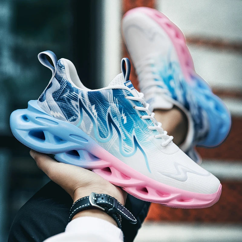 Men Running Shoes Mesh Breathable Flat Cushioning Soft Comfortable Sneakers Outdoor Gym Trendy Casual Jogging Shoes for Men