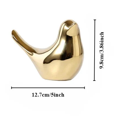 Modern Simple Luxury Golden Ceramic Bird Figurines Home Decoration Accessories Golden Bird Figures Decorative Wedding Ornaments