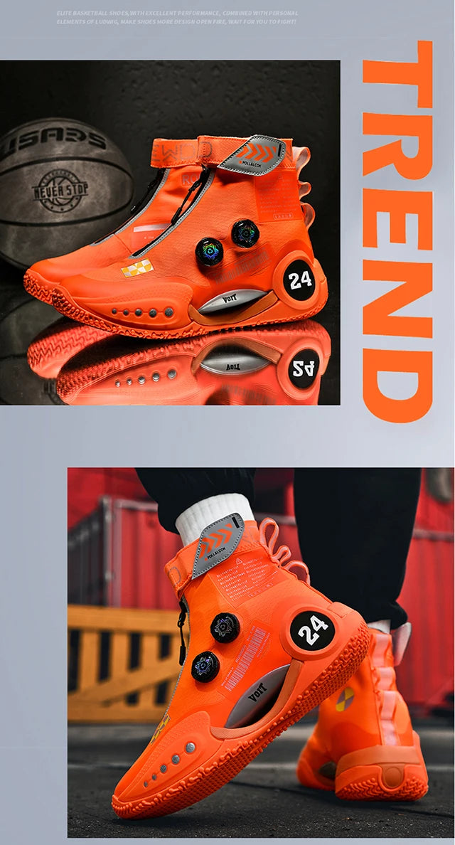 New basketball shoes male high top students wear-resistant outdoor concrete actual combat flying woven breathable combat boots