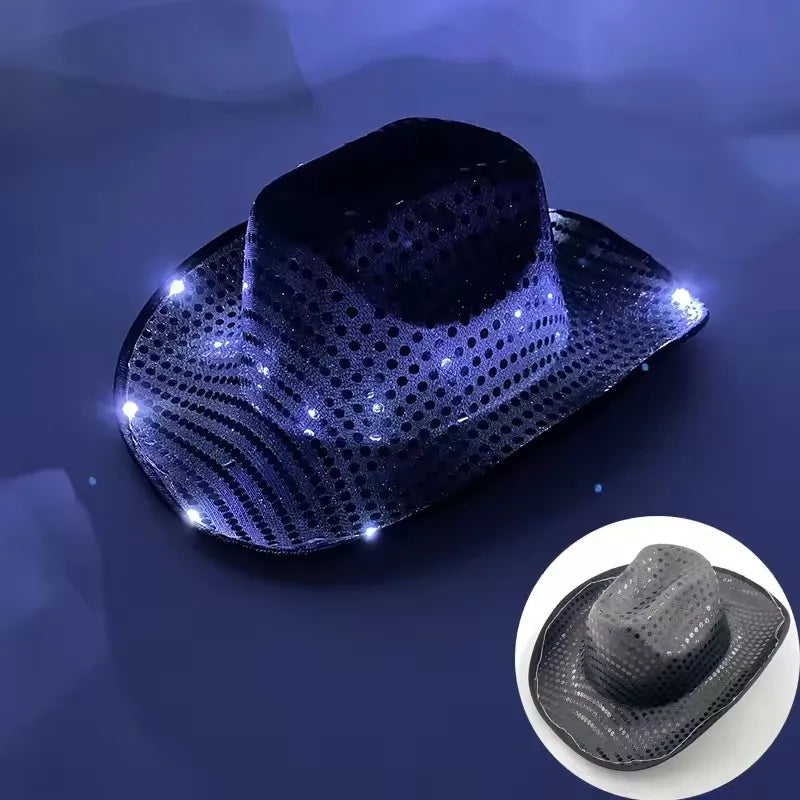 Blinky LED Light Cowboy Cowgirl Hat Flashing Cap Glowing Hat Carnival Men Women Bachelorette Party Wedding Bridal Supplies