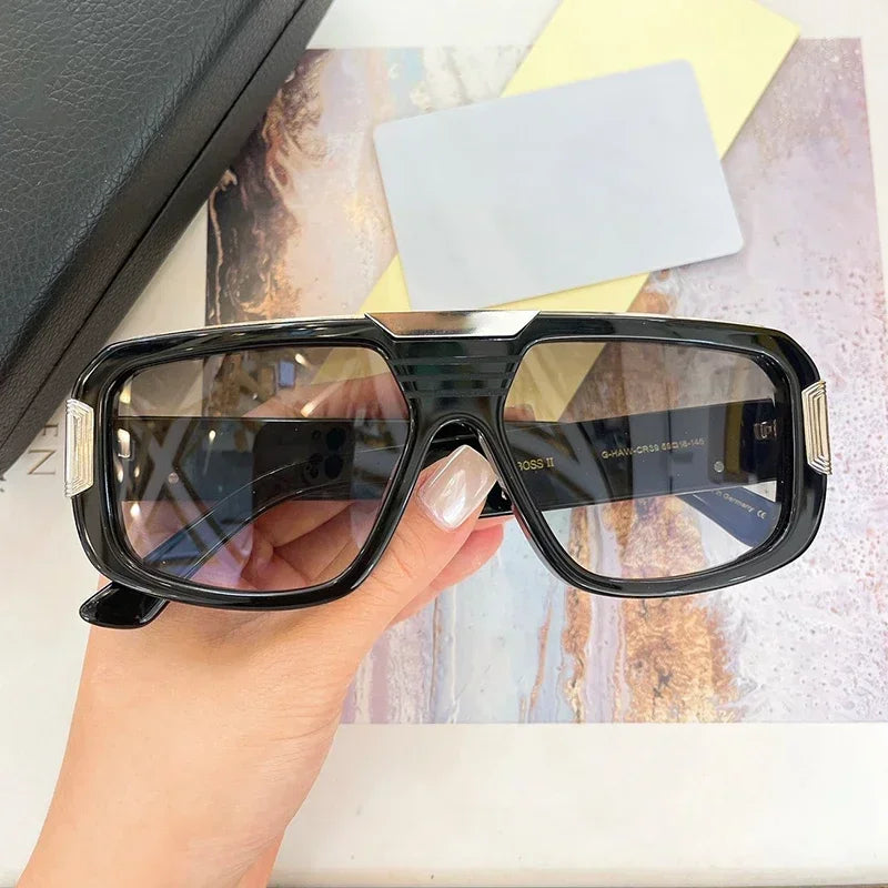 Germany Designer Brand Sunglasses High Quality Punk Thick Acetate Men Uv400 Gradient Eyeglasses with Case