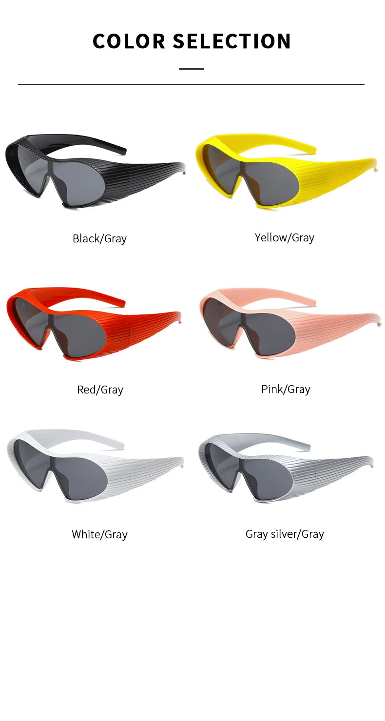 New Alien Uv Resistant Sunglasses, Punk Goggles, Futuristic Y2k Large Frame Integrated Sunglasses 7751