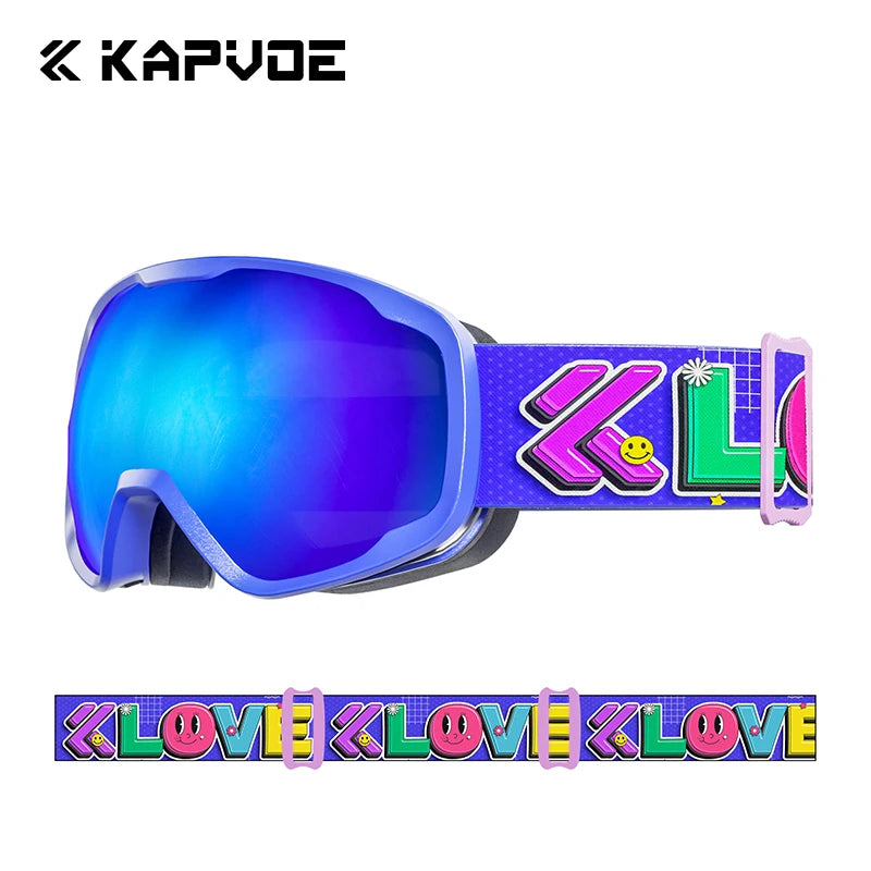 KAPVOE Kids Ski Goggles Double UV400 Kids Skiing Mask Glasses 4-15 years old Professional Anti-fog Child Snowboard Goggles
