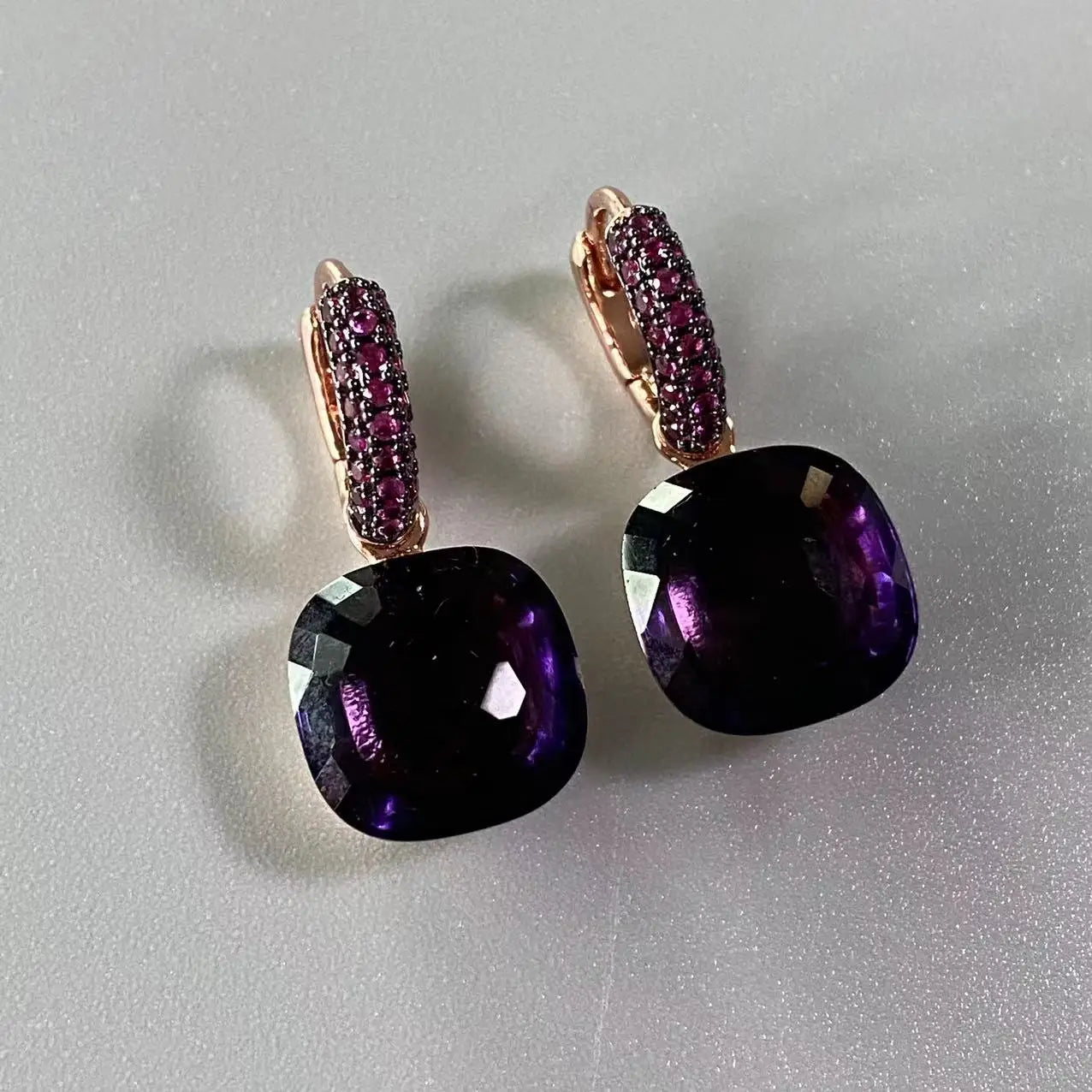 12.6mm Flat Nudo Earrings Inlay Black Zircon Candy Color Crystal Earrings For Women Drop Earrings Fashion Jewelry Gift