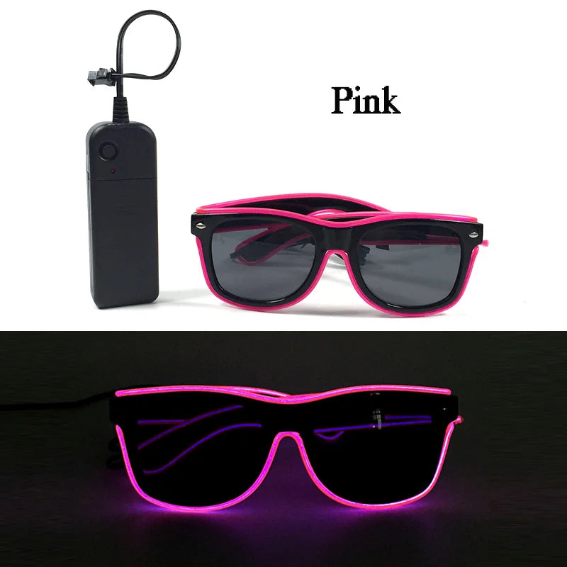 Fashion Luminous Decorative Glasses Neon Light Decoration LED Sunglasses For Nightclub DJ Dance Music Rave Costume Night