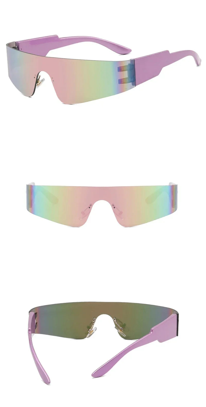 Steampunk Sunglasses for Men Women Y2K Sense of Tech None Frame Sun Glasses Men One Pieces Fashion Punk Goggle Eyewear UV400