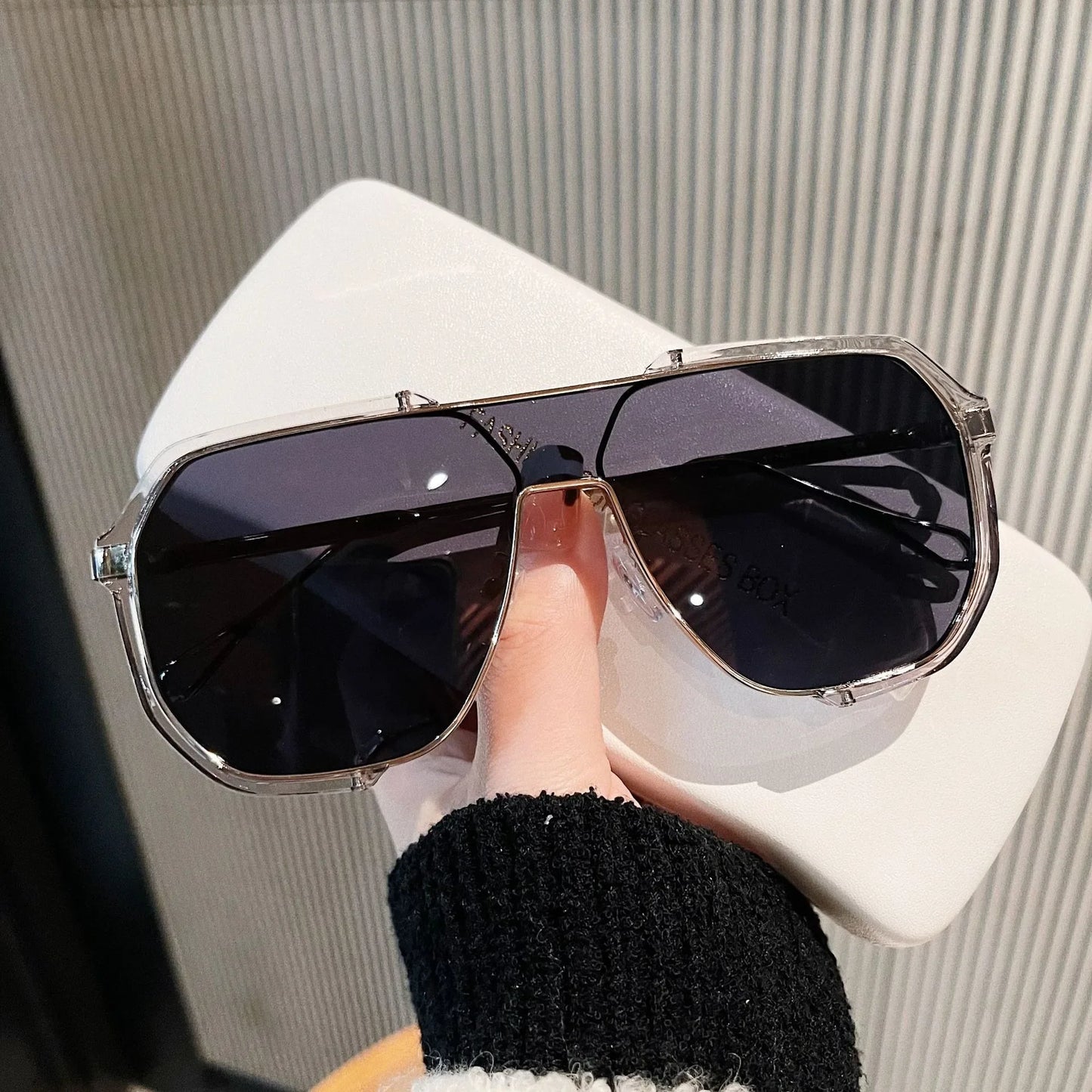 Oversized Sunglasses Women 2024 New Unique One Piece Fashion Sunglasses For Men UV400 Punk Glasses Trending Female Eyewear UV400