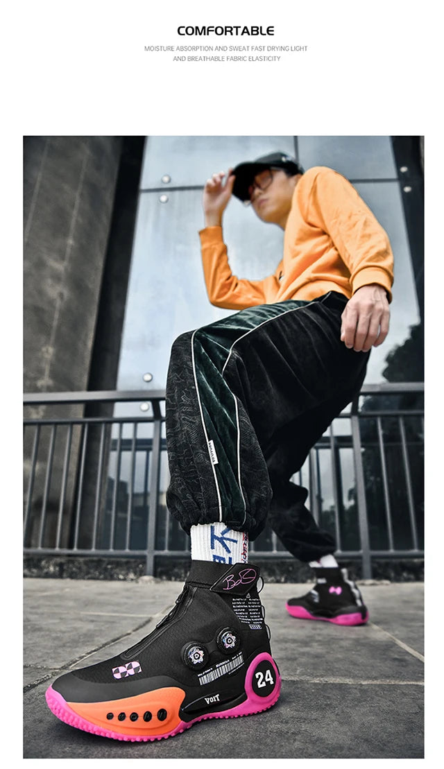 New basketball shoes male high top students wear-resistant outdoor concrete actual combat flying woven breathable combat boots