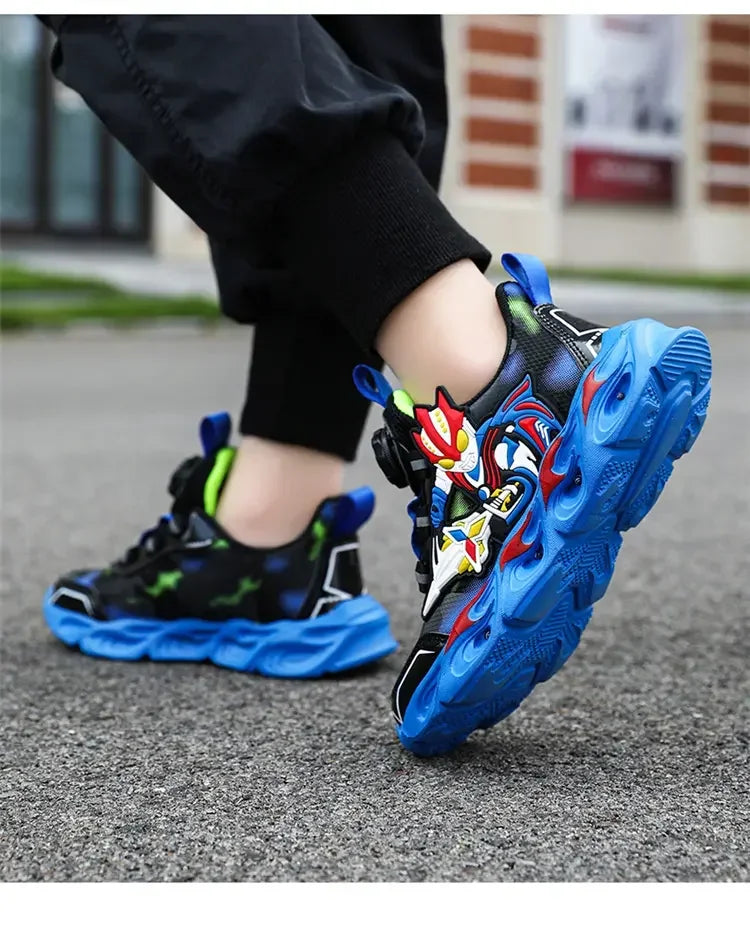 Boys Girls Sneakers Boots LED Footwear Luminous For Kids Light Button Lock Laces Shoes Cartoon Children's Baby Kids