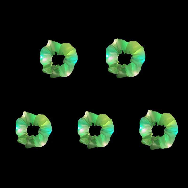 1/10 Pcs LED Luminous Scrunchies Glowing Hairband Girl Light Up Hair Scrunchy Birthday Party Headwear Supplies Hair Accessories
