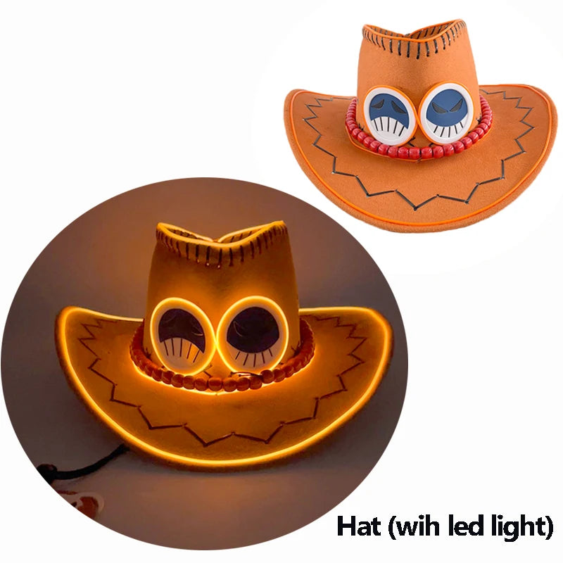 Glowing Decor  Supplies Luminous Cowboy hat  LED Pearlescent Cowboy  Cap Fashion Neon Light Hat For Party