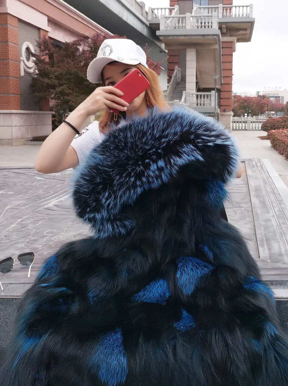 2024 MAOMAOKONG New Real Fur coat Raccoon Collar Detachable Fox fur lining jackets Women's winter Coats parkas Female clothing