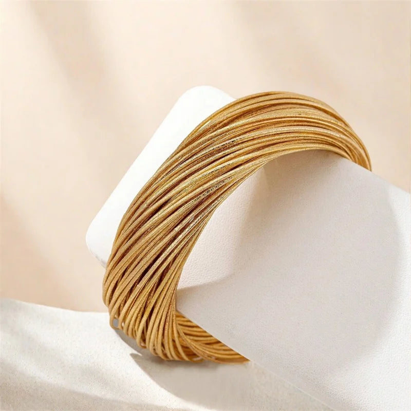 XIALUOKE European American Style Metal Multi-layer Line Wrapping Bracelet For Women Personality Catwalk Wrist Jewelry Wholesale