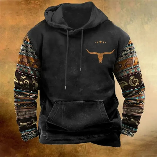 Vintage Hoodie For Men 2024 Casual Long Sleeve Pullovers Ropa Hombre Harajuku Print Tops Streetwear Oversized Sweatshirts Hoody