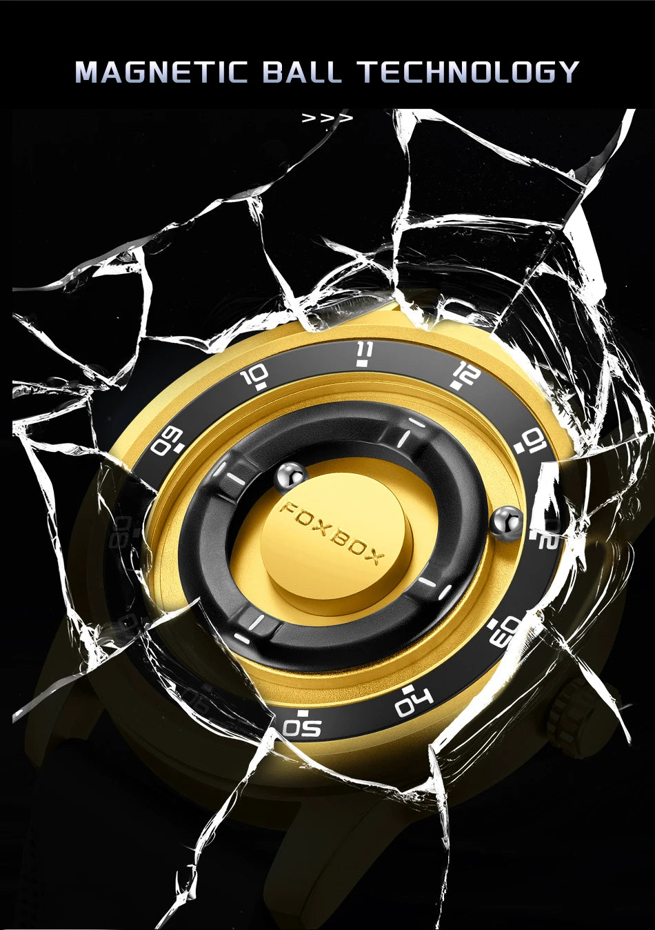 FOXBOX Unique Dial Quartz Man Watch Fashion Casual Sport Silicone Srolling Beads Clock Magnetic Force Waterproof Watches for Men