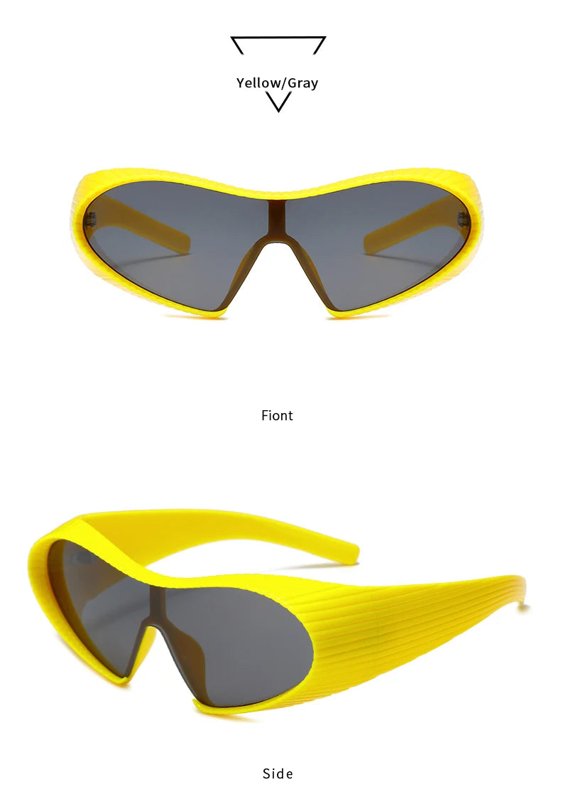New Alien Uv Resistant Sunglasses, Punk Goggles, Futuristic Y2k Large Frame Integrated Sunglasses 7751