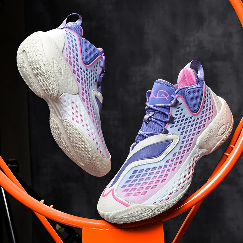 High-quality Men's Basketball Shoes Women Reflective Basketball Sneakers Men Outdoor Rubber Anti Slip Sports Training Shoes Male