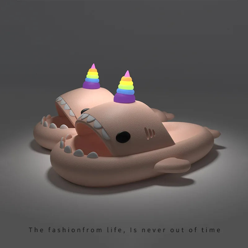 Cute Shark Slippers for Women & Men Summer Platform Night Glow-in-the-Dark Indoor Beach Slides Home Street Wear DIY Accessory