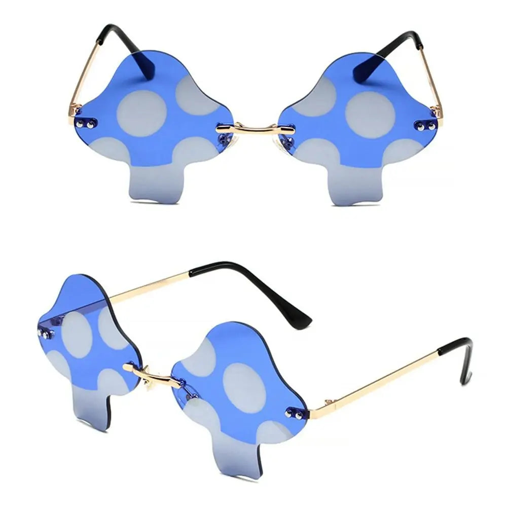 Cartoon Mushroom Shape Sunglasses Women Irregular Rimless Sun Glasses Trendy Funny Sunglasses Outdoor Party Favor Decorations