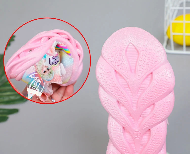 Disney Girls' Casual Shoes Led Lights Mesh Breathable Children's Sports  Princess Elsa Pink Purple Shoes Sneakers Size 22-37