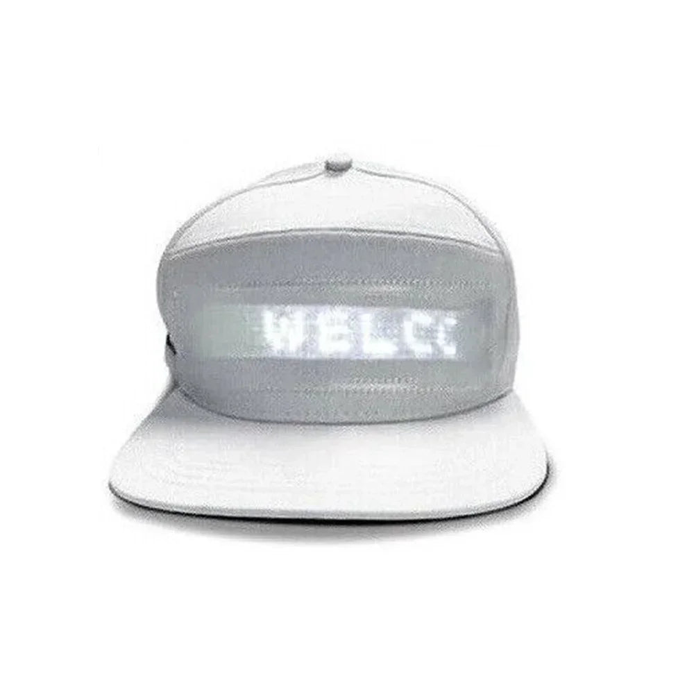 USB Rechargeable Bluetooth APP Programmable LED Scrolling Message Display Board Hip Hop Street Snapback Hat Unisex Baseball Cap