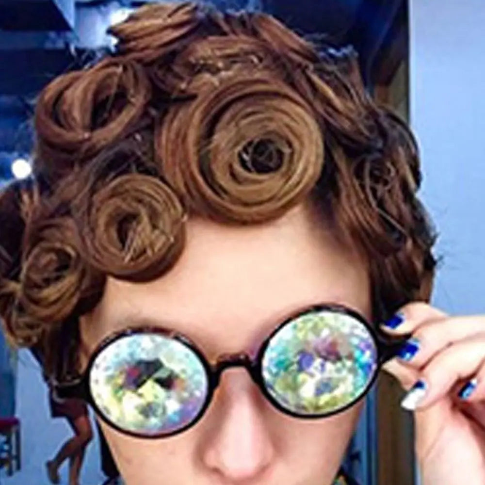 Kaleidoscope Psychedelic Eyeglasses Men Women Funny Round Sunglasses Rave Festival Stylish Female Carnival Party Queen Glasses